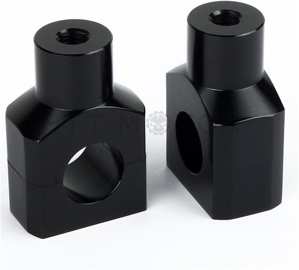 SMT-Black ROUND 1" Handlebar Riser Clamp Compatible With Harley Kawasaki Suzuki Yamaha Honda [B0172QJPHS]