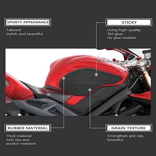 Wodpice Motorcycle Fuel Tank Pad For Daytona 675 /R 2013 Street Triple 765 Rs, Anti-Slip Motorcycle Gas Tank Protectors Tank Protection Stickers Knee Grip Traction Pads (Black) #TOP3