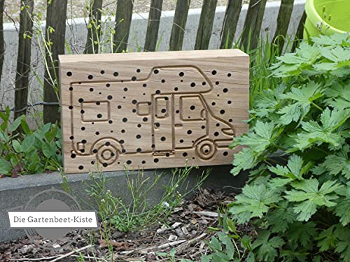 Die Gartenbeet-Kiste Insektenhotel Wildbienen Camper Nisthilfe Bienen Eiche Massivholz – Bild 8