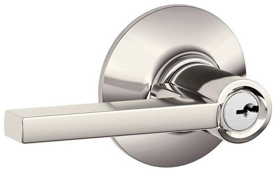 SCHLAGE F51A LAT 618 Enlem Kolu Anahtarlı Giriş Kilidi, Parlak Nikel