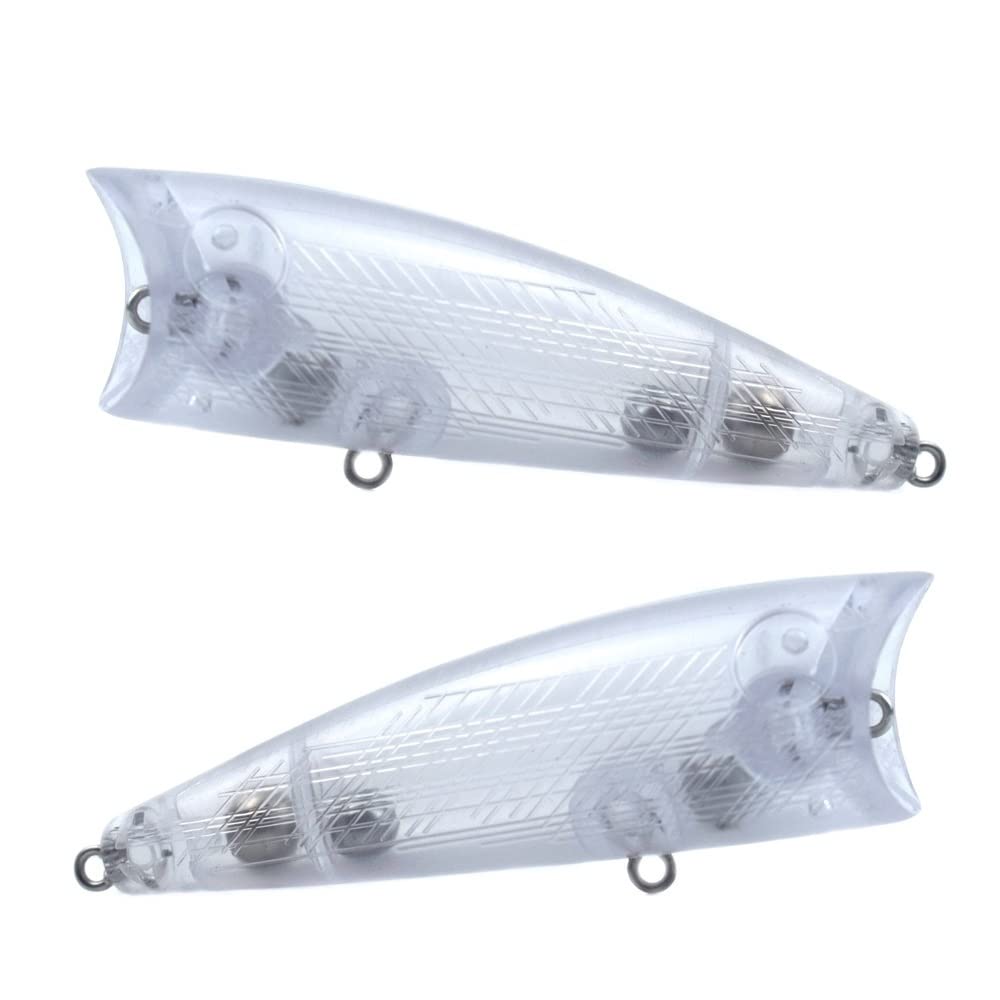 HUFFA 15 pièces Un Lot Topwater Non Peint Popper Blancs Grande Bouche 65mm 11.5g/75mm 18.2g hochets Dur appât pêche leurre Wobbler