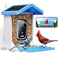 Smart Bird Feeder with Camera, AI Bird Species Identification Solar Powered Panel, 2.5k HD Video Bird House with Camera for Outside Garden, Ideal Gifts for Lover, Blue