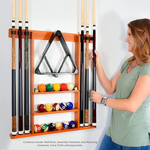 Floor Stand Billiards Cue Rack Pool Accessories Billiards Stick Holder,Pool Stick Holder, Pool Cues Racks Wall Mount Pool Stick Holder, Holds 8 Ball Holders & Full Set Of Pool Balls, Compact