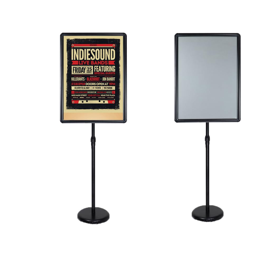 Soporte de cartel ajustable con pedestal resistente for vista vertical y horizontal, soporte for carteles, carteles de 17,72 x 24,57 pulgadas, color negro ,Expositor de carteles(Black,17.72*24