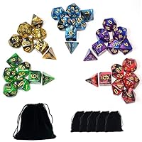 QMAY DND dobbelstenen set, 25x7 (175 stuks) polyedrische dobbelstenen compatibel met Dungeon en Dragons MTG tafelspellen RPG DND