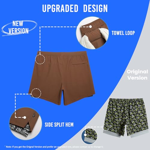 Image of maamgic Mens Workout Shorts 2 in 1 Stretch 5 inch / 7 inch Gym Shorts Running Shorts with Compression Liner Zip Pocket