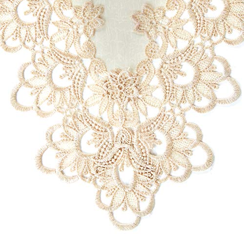 Caminho Mesa Rendado Poliéster Veneza Jolitex Bege