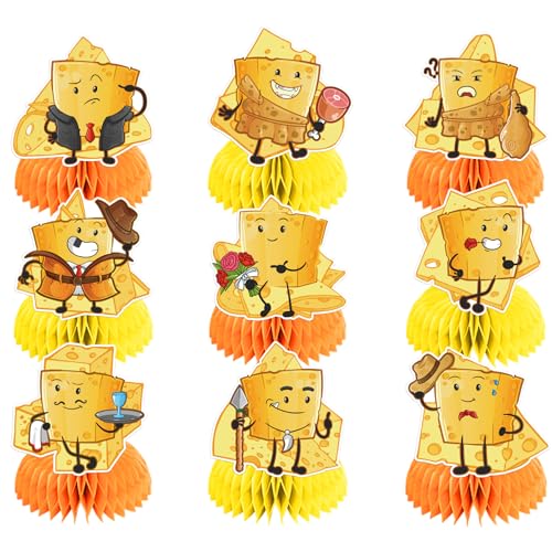 Suministros de fiesta de queso y centros de mesa de panal para decoraciones de cumpleaños