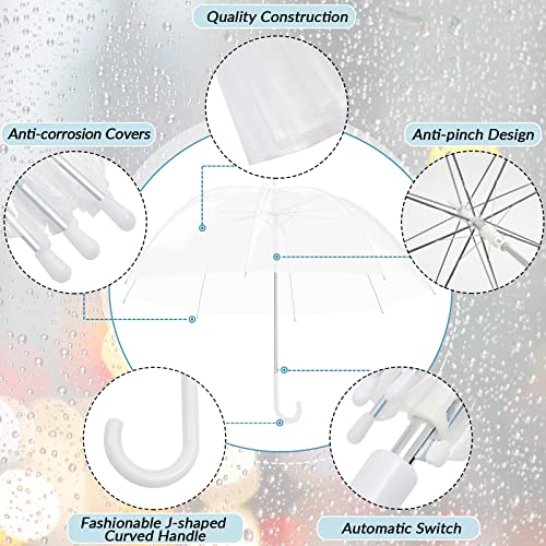 8 Pcs Clear Umbrellas Wedding Style Stick Umbrellas Large Canopy Windproof Bubble Umbrellas For Bridal Party Men Women #TOP2