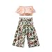 Toddler Baby Girls 2Pcs Set,Kids Ruffle Vest Crop Tops+Floral Wide Leg Pants Summer Outfits