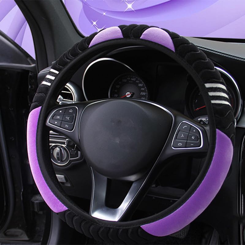Capa de volante de carro de pelúcia antiarranhões – Capa macia para volantes de 37-38 cm,