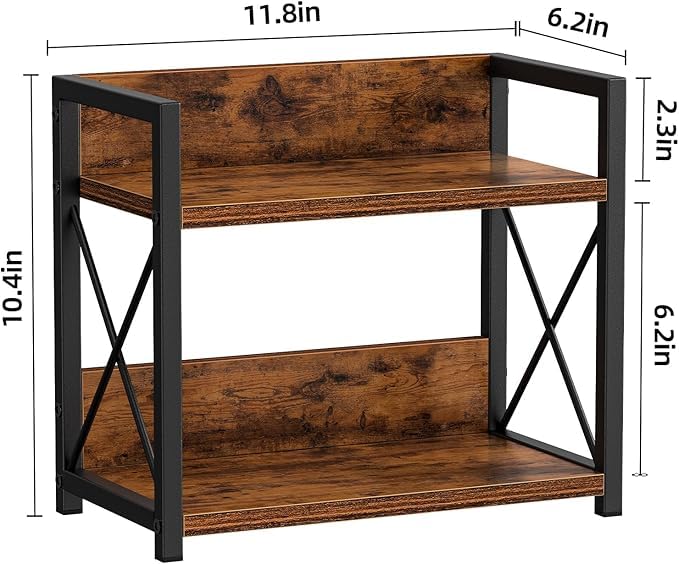 Image of OXMIC 2-Tier Countertop Organiser, Brown, Engineered Wood, Matte Finish, Modern Style, 32x21x15 cm, Lightweight