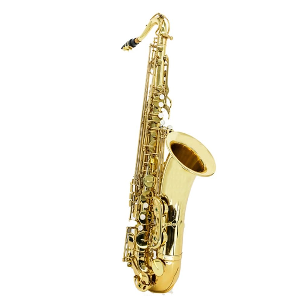 Sassofono tenore in SIB Sax Corpo in Ottone Dorato Strumento a fiato per Principianti Sax Contralto Professionale con Custodia per Il Trasporto Guanti Panno per la Pulizia