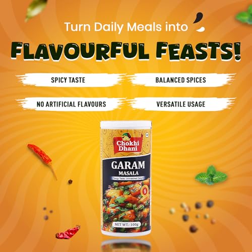 Image of Chokhi Dhani Garam Masala Powder 100g | Aromatic Indian Spice Mix | Rich Flavour Curry Masala for Sabzi, Dal & Gravies | Homemade Style Desi Garam Masala | No Artificial Colours