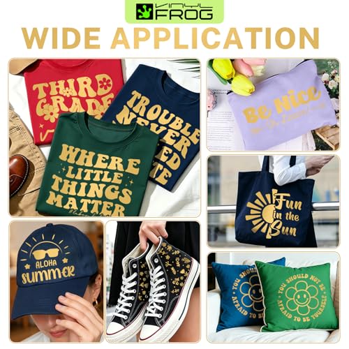 Image of VINYL FROG Gold Heat Transfer Vinyl Roll HTV for Cameo for DIY Garments,T-Shirts