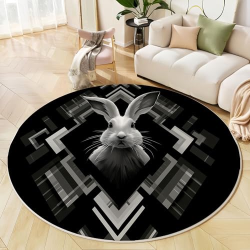Tapis rond antidérapant et lavable en machine style rétro - 2