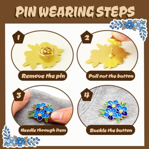 Image of Forget Me Not Flower Pins Bulk Gifts Memorial Pins Blue Flower Enamel Lapel Celebration of Life Funeral Favors