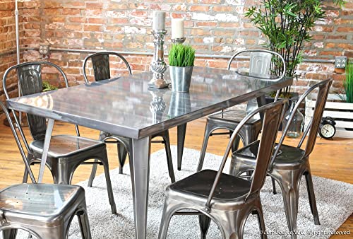 Woybr Metal Material Austin Dining Table, Silver #TOP6