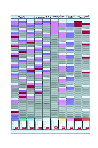 Nobo - Kit Planning Mural à Fiches T, Polyvalent, 10 Colonnes & 54 Fentes, Indice 2, Fiches T Multicolores & Index Inclus, 2901000