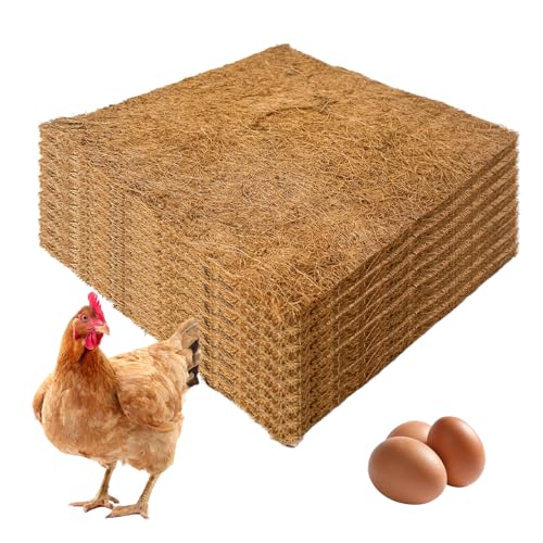 10 Stück Hühnernest Unterlage, 30 x 30cm Hühner Nistkasten Einlagen Verdickung Kokosmatte Wiederverwendbare Nistmatten Hühnerstall Zubehör zum Schutz von Hühnerstall und Eiern