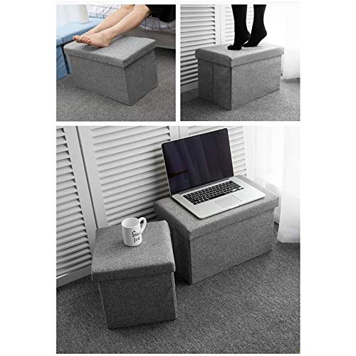 Pouf de rangement pliant LUNEZY en tissu lin de qualité pour coiffeuse - 5