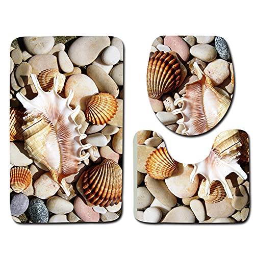 YouTownEU 3 teiliges Set Badematten rutschfeste Badteppichmatte Sockelmatte Toilettensitzbezug Matte Schnell trocknend…