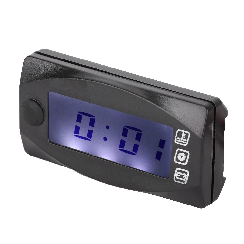 Termometro per Moto Misuratore di Tensione Misuratore di Temperatura 'Acqua Display Digitale del Tempo 3 in 1 ABS Multifunzionale Nero Antiurto Resistente all'Usura per