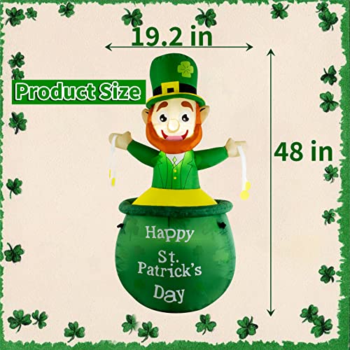 Tafatee St Patricks Day Outdoor Decorations Inflatables With Led Light, 48 Inch Inflatable Blow Up For Irish Day Fun Holiday Indoor Outdoor Yard Garden Decorations Lucky Decor #TOP4