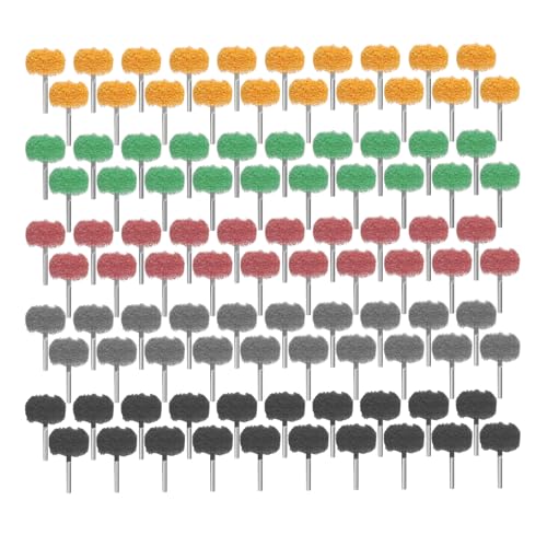 Image of 100Pcs Abrasive Buffing Wheels, 1 Inch Alumina Polishing Wheel Set, 1 /8 inch Shank Thickened Polishing Kit for Dremel Rotary Tools, Metal Rust Removal Wood Glass Jewelry Polishing