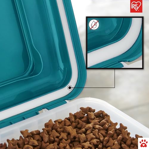 Iris Ohyama Hundefutter Aufbewahrung mit Rollen, 45L/15kg, Blau, Luftdichte Futterbox, Trockenfutter, Futterbehälter, Für Hunde, Katzen, Tierfutterbehälter, Schaufel, BPA-frei, Futtertonne, ATS-L
