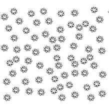 ChangJin 1000 Pcs Bright Color Metal Daisy Spacer Beads 4mm for Jewelry Making Antiqued Silver