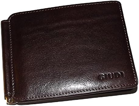 Giudi Italia Men's Tuscan Leather Bifold 6 Pocket Money Clip Wallet Brown