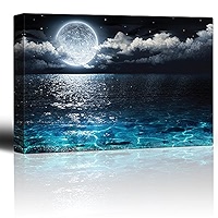 Amazon.com: wall26 - Moon Illuminating The Clear Ocean Blue