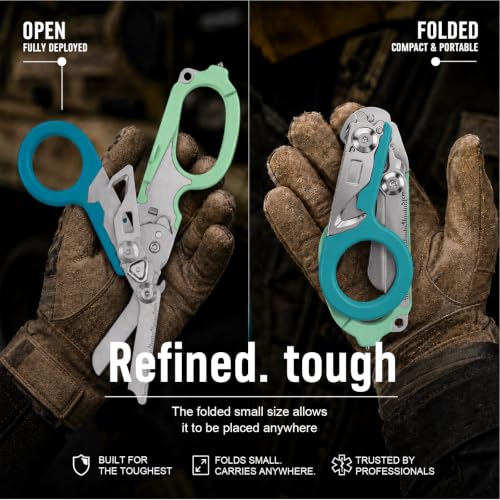 Image of 6in1 trauma shears - emergency responders, outdoor emergencies scissor, medical staff, and outdoor camping scissors, ttrauma scissors (Double Blue)