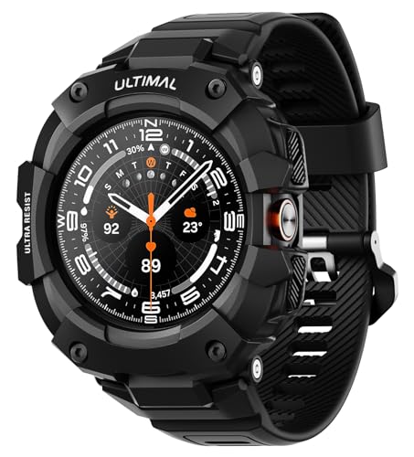 ULTIMAL Bands Compatible with Samsung Galaxy Watch Ultra 47mm band with case for Men, Rugged Sports Case Protective for Galaxy Watch Ultra (2025/2024) Matte Black