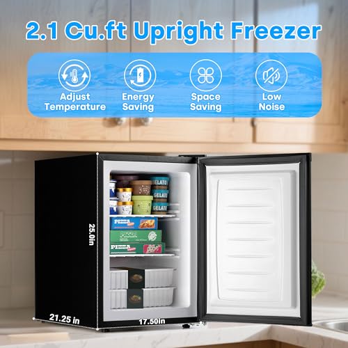 Image of 2.1 Cu.Ft Chest Freezer with 7 Temperature Settings, Quiet Compact Deep Freezer with Removable Basket, Mini Freestanding Freezer for Apartment, Kitchen, RV, Office or Restaurant Use (Black)