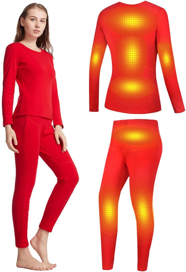 Women's Heated Thermal Underwear set, USB Women's Electric Thermal Long Underwear set, Snow Leggings for Women