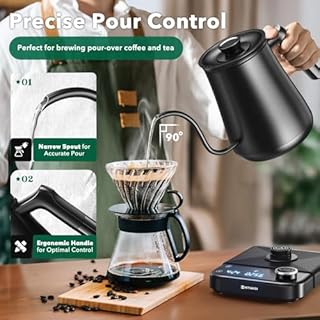 Gooseneck Electric Kettle HIYAKOI with ±1℉ Temperature Control, Pour Over Kettle for Coffee & Tea, 1200W Rapid Heating, Stainless Steel Water Boiler with 12H Keep Warm & Built-in Timer, 0.8L/27oz