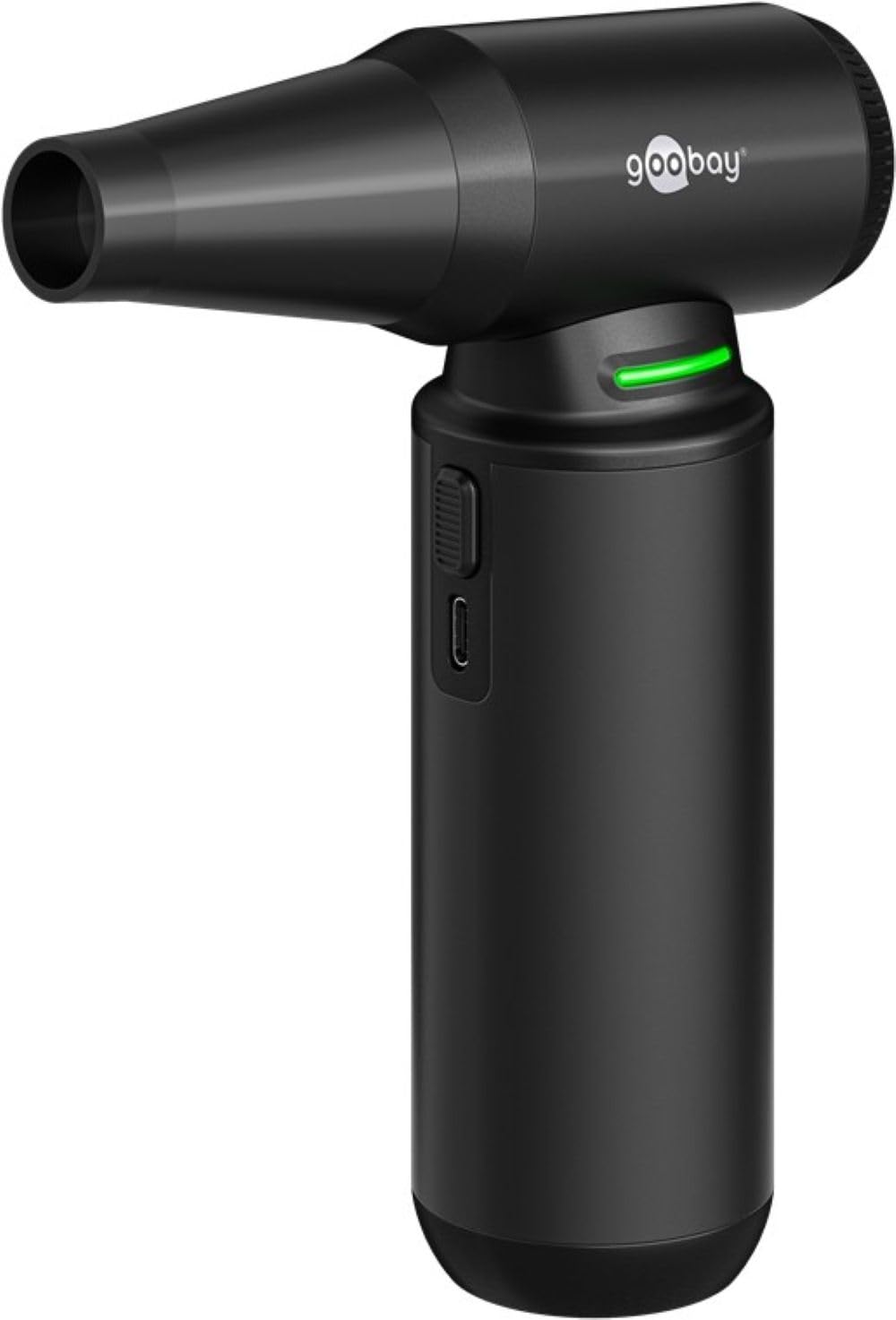 goobay Dust Blower with 3 speeds, 6,000 mAh Battery, 130,000 RPM, up to 110 min Operating time, incl. 8 attachments for Removing dust on Keyboards, in The PC, in The Sofa, car Interior – 77831