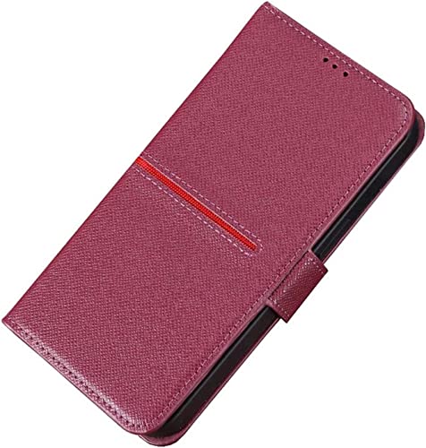 Étui portefeuille iPhone 14 Pro en cuir rose rouge avec porte-cartes et fermeture magnétique