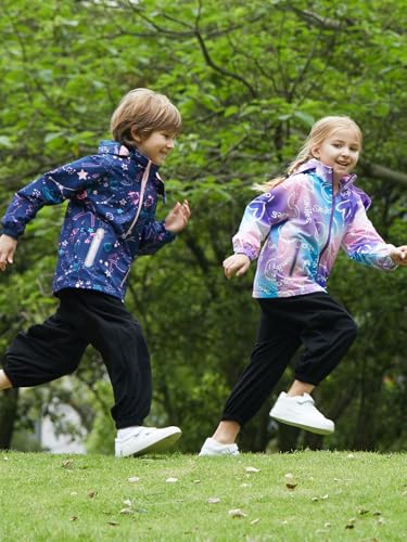 Image of SaphiRose Kids Waterproof Rain Jacket Mesh Lined with Removable Hood | Lightweight rain coat, windproof, breathable, school, camping, travel, outdoor play, boys and girls