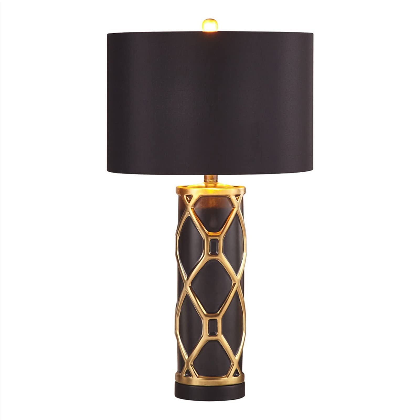 Mengjay tafellamp, tafellamp vintage, industriële, retro, nachtkastje staal en textiel in wit en koper, lamp met… - Industriele lampen
