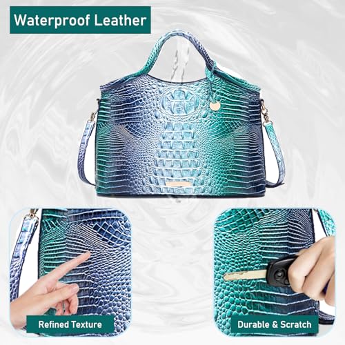Bolso Satchel Grande de Mano con Estampado de Cocodrilo miniatura 5