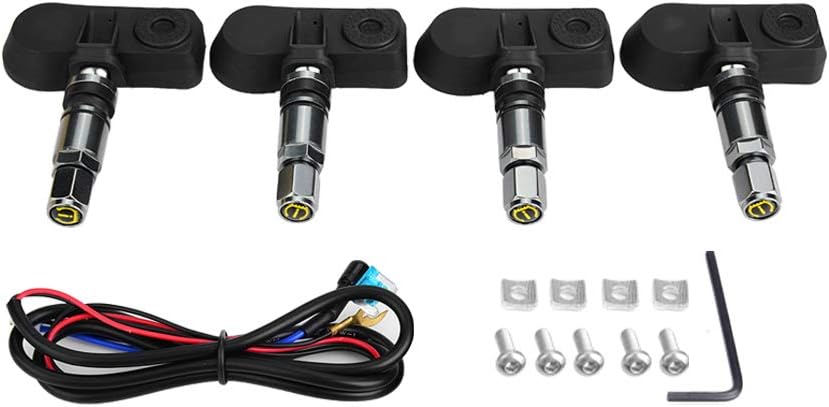 Car Tire Pressure Monitor System, Real Time Color Screen Display with 4 Internal Sensors and 80m Transmission, for
