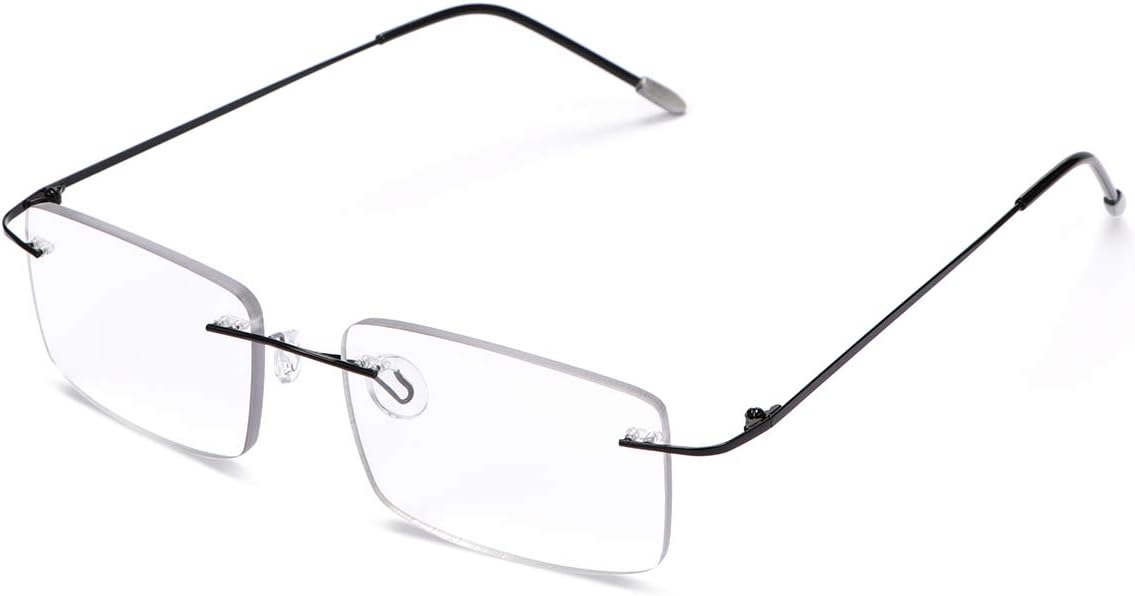 YIMI Rimless Progressive Multifocus Reading Glasses Photochromic Transition Sunglasses Sun Readers Blue Light Blocking Multifocal Computer Eyeglasses 2.0