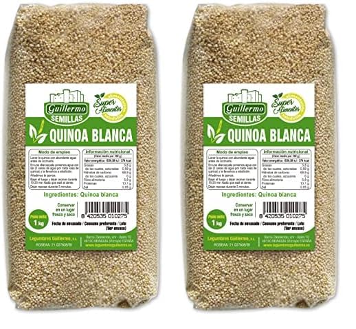 Guillermo | Quinoa blanca - Paquete 1kg. | Superalimento | Alto poder nutricional | Rica en hierro (Paquete de 2)