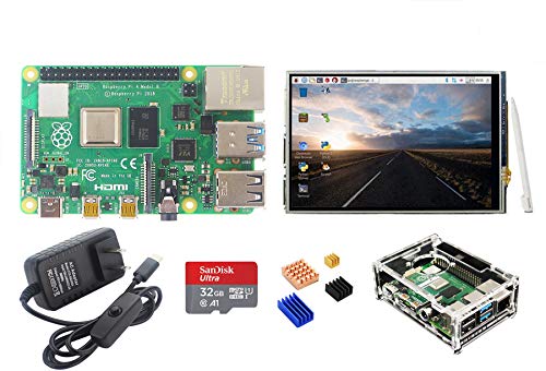 DIGISHUO 7 in 1 Kit Raspberry Pi 4 Model B 4G Ram+3.5" Touch Screen+Transparent Case+Heatsink+3A Adapter Ultimate Kit for Project