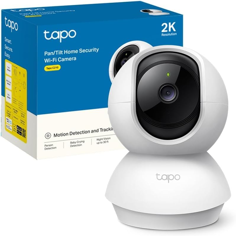 Tapo C210 360° 3MP Full HD 2304 X 1296P Video Pan/Tilt Smart Wi-Fi Security Camera | Alexa Enabled | 2-Way Audio| Night Vision| Motion Detection | Indoor CCTV White