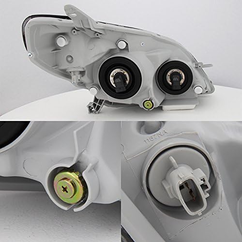 AKKON - For Toyota Matrix JDM Black Bezel OE Replacement Headlights Driver/Passenger Amber Head Lamps Pair