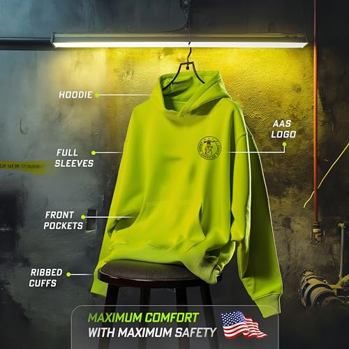 Armed American Supply Hi Vis, Hi Viz Crayons Cotton/Poly Blend Safety Hoodie for Work, Sweatshirt for Men, Safety Yellow4